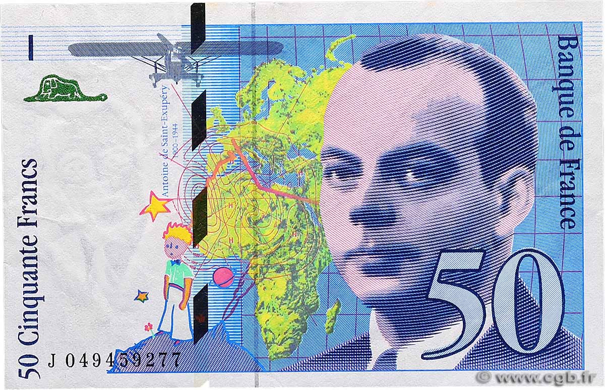 50 Francs SAINT-EXUPÉRY modifié FRANKREICH  1999 F.73.05 fVZ