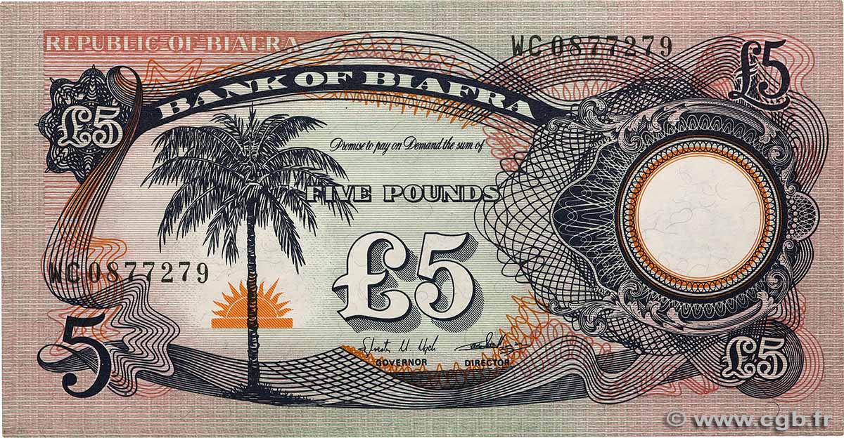 5 Pounds BIAFRA  1968 P.06a SPL+