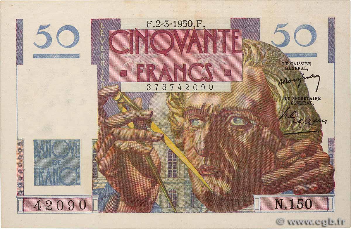 50 Francs LE VERRIER FRANKREICH  1950 F.20.14 VZ