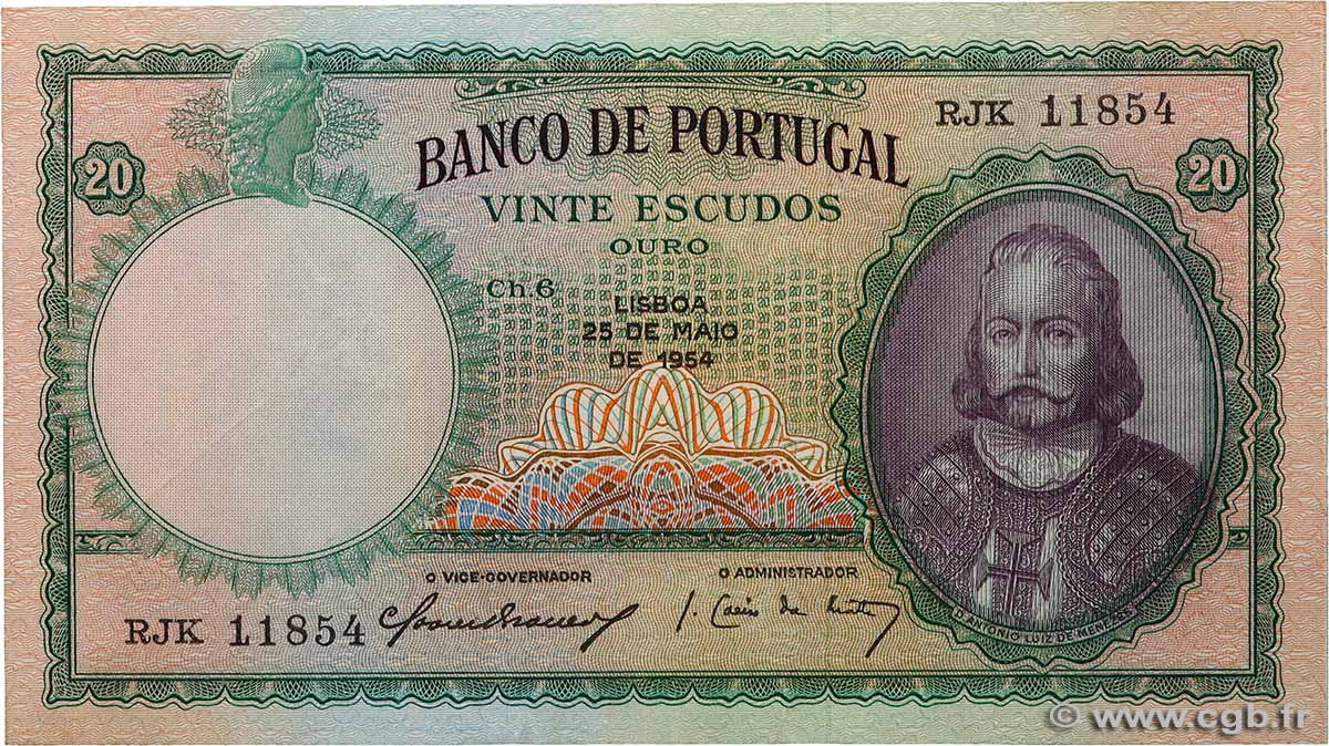 20 Escudos PORTUGAL  1951 P.153a fVZ