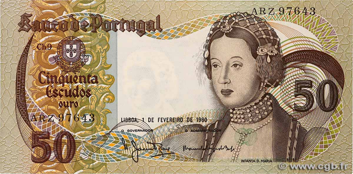 50 Escudos PORTUGAL  1980 P.174b pr.NEUF