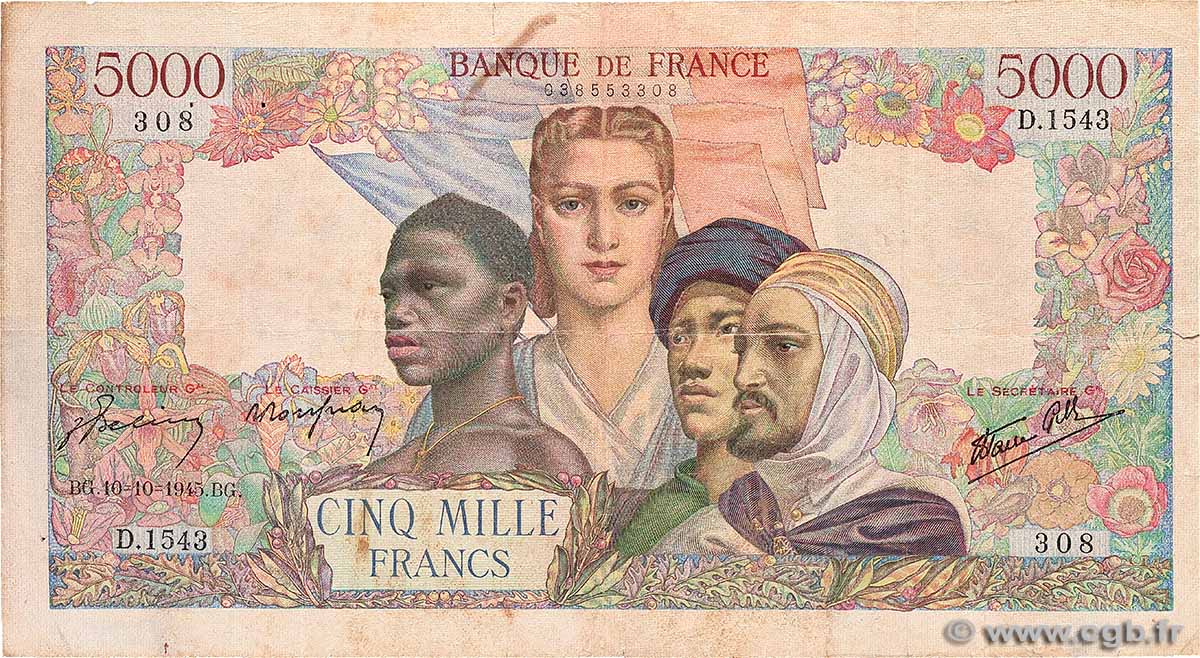 5000 Francs EMPIRE FRANÇAIS FRANCE  1945 F.47.47 G