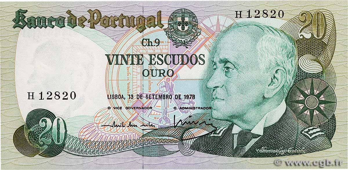 20 Escudos PORTUGAL  1978 P.176a NEUF
