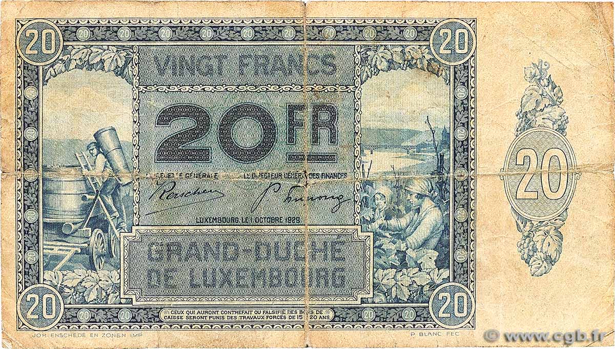 20 Francs LUXEMBOURG  1929 P.37a B