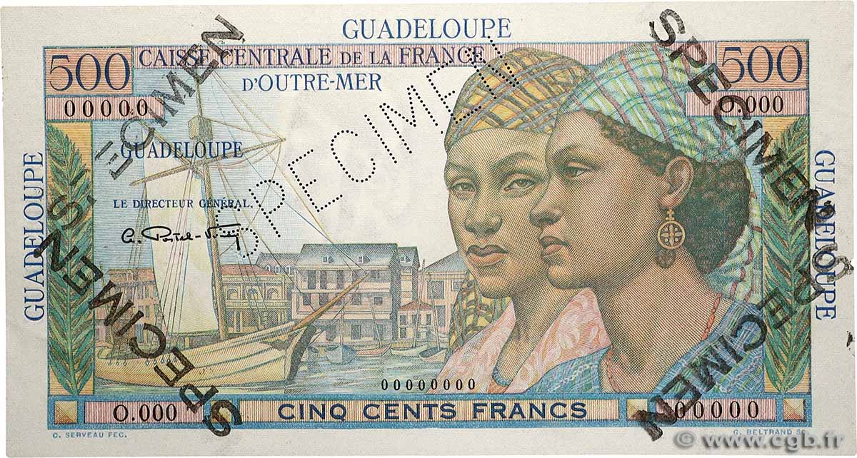 500 Francs Pointe à Pitre Spécimen GUADELOUPE  1947 P.36s AU+
