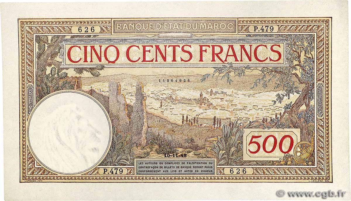 500 Francs MOROCCO  1948 P.15b UNC