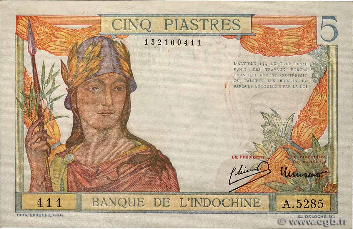 5 Piastres INDOCHINE FRANÇAISE  1949 P.055d pr.NEUF
