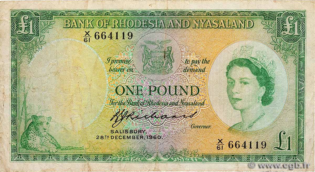1 Pound RHODÉSIE ET NYASSALAND  1956 P.21a TB