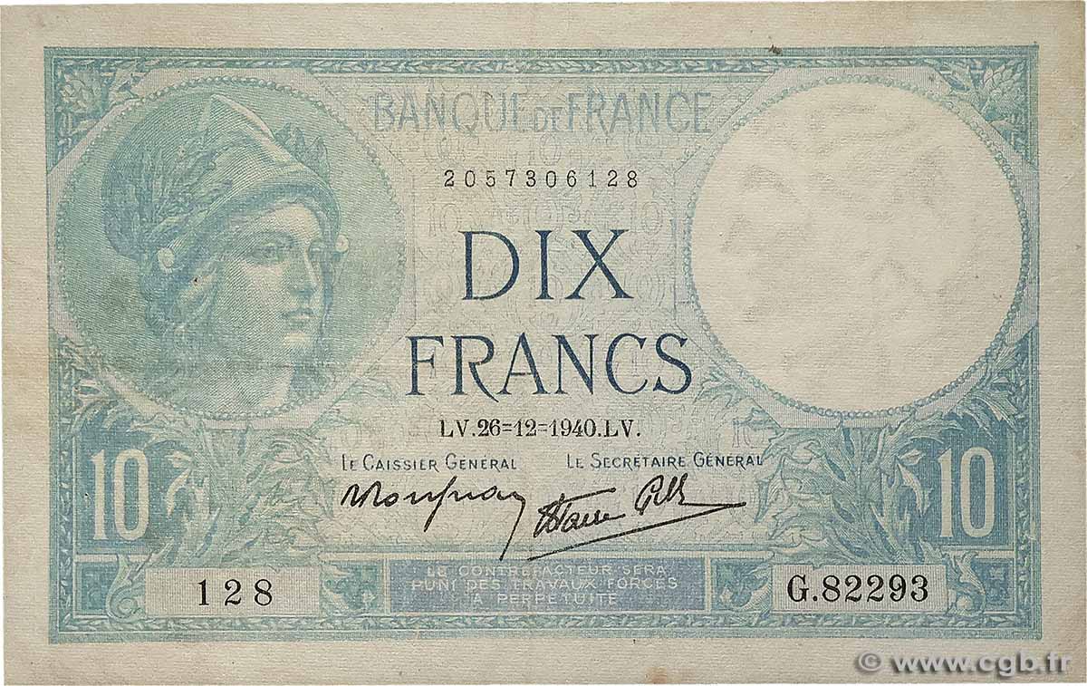 10 Francs MINERVE modifié FRANKREICH  1940 F.07.25 fS