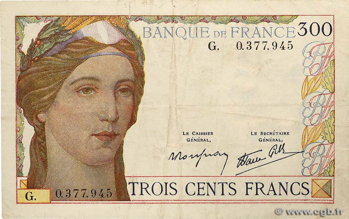 300 Francs FRANCE  1938 F.29.01 B+