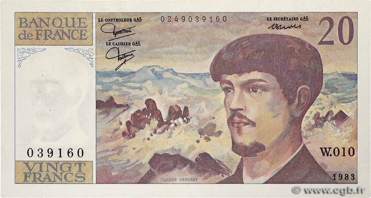 20 Francs DEBUSSY FRANCE  1983 F.66.04W10 pr.SPL
