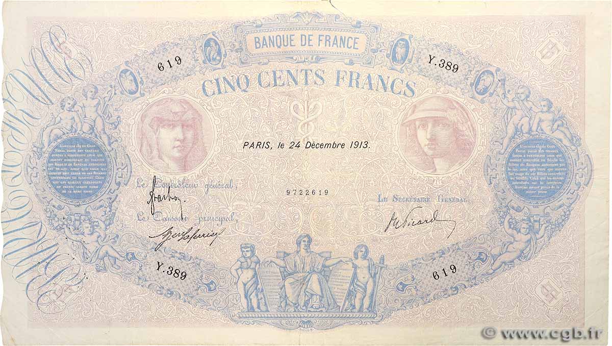 500 Francs BLEU ET ROSE FRANCE  1913 F.30.21 F-