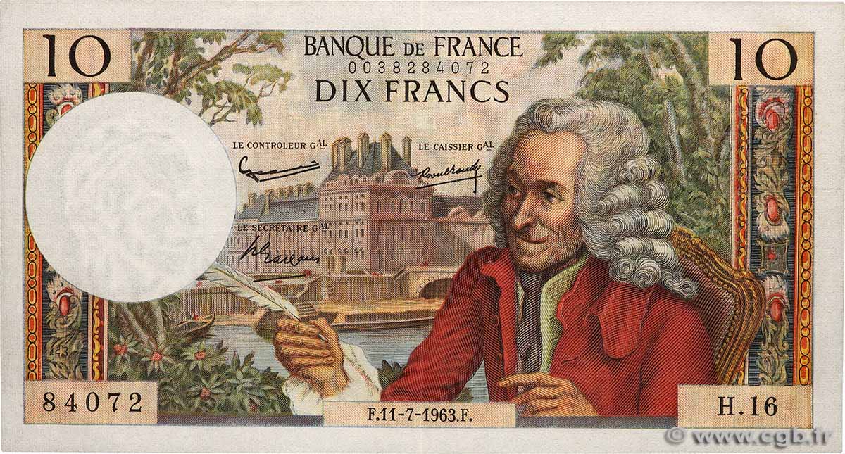 10 Francs VOLTAIRE FRANKREICH  1963 F.62.03 fST