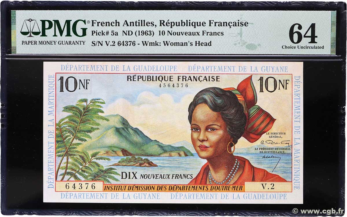 10 Nouveaux Francs FRENCH ANTILLES  1962 P.05a q.FDC