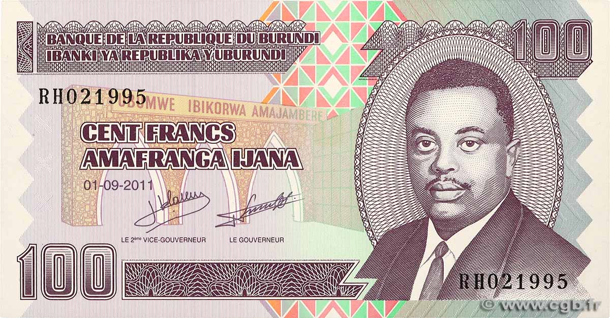 100 Francs BURUNDI  2011 P.44b ST