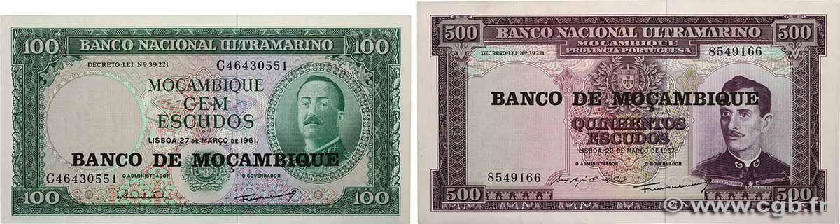 100 et 500 Escudos Lot MOZAMBIK  1976 P.117a et P.118a fST+