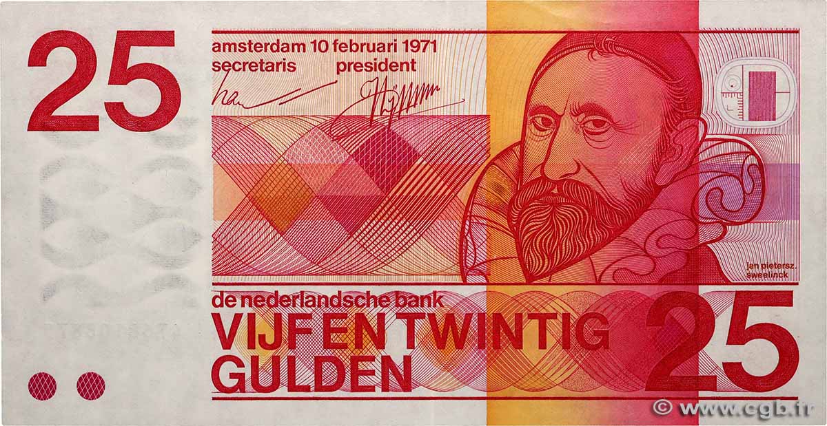 25 Gulden NIEDERLANDE  1971 P.092a VZ+