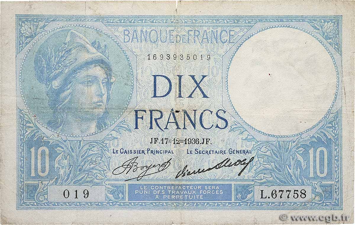 10 Francs MINERVE modifié FRANKREICH  1940 F.07.17 GE