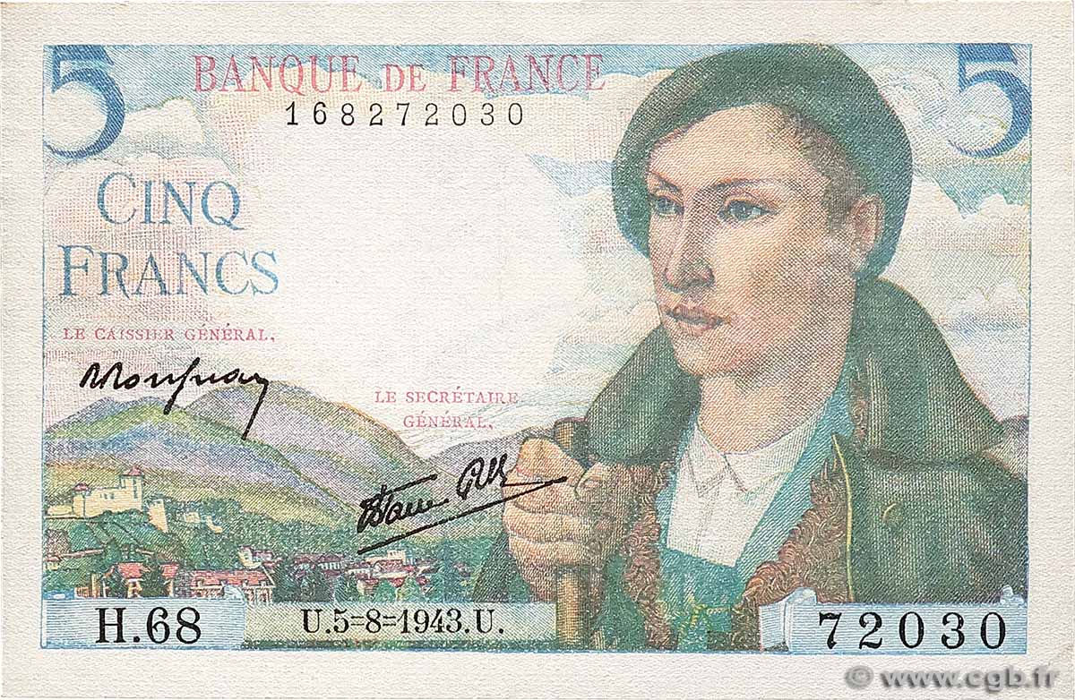 5 Francs BERGER FRANKREICH  1943 F.05.03 SS