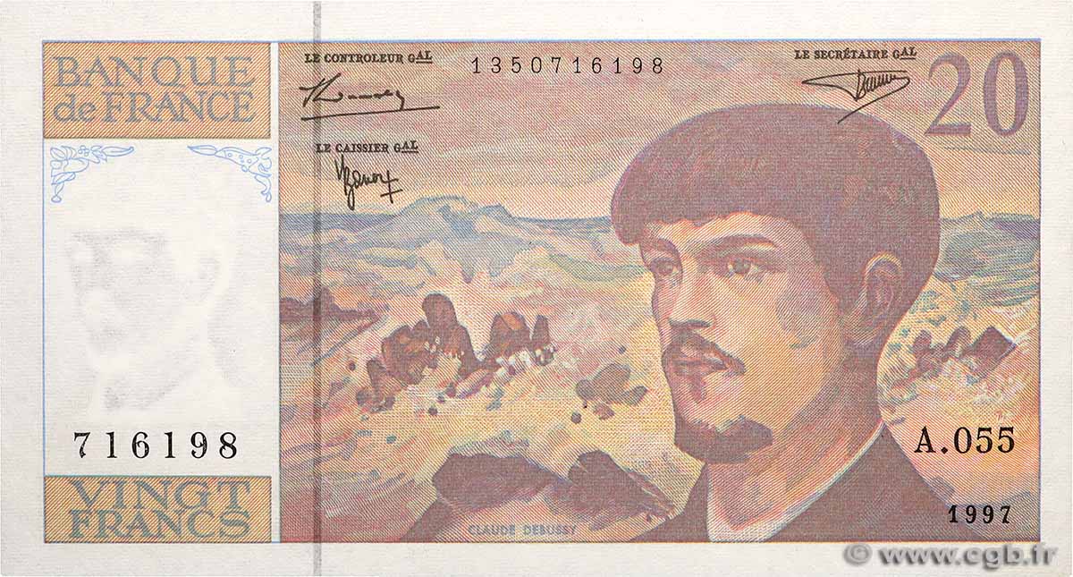 20 Francs DEBUSSY Modifié FRANCIA  1997 F.66ter.02A55 FDC