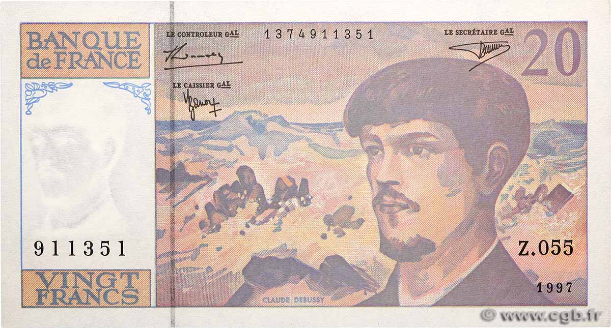 20 Francs DEBUSSY Modifié FRANCIA  1997 F.66ter.02 FDC