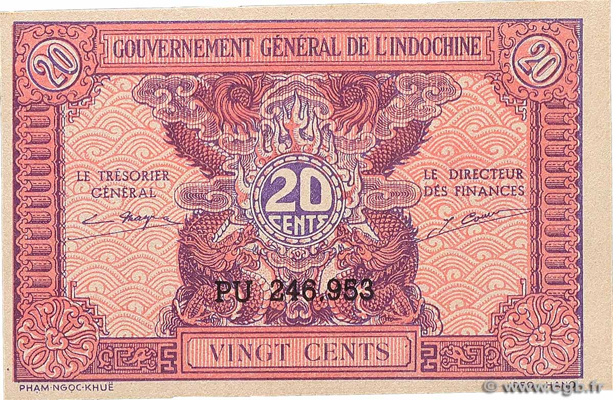 20 Cents INDOCHINE FRANÇAISE  1942 P.090 NEUF