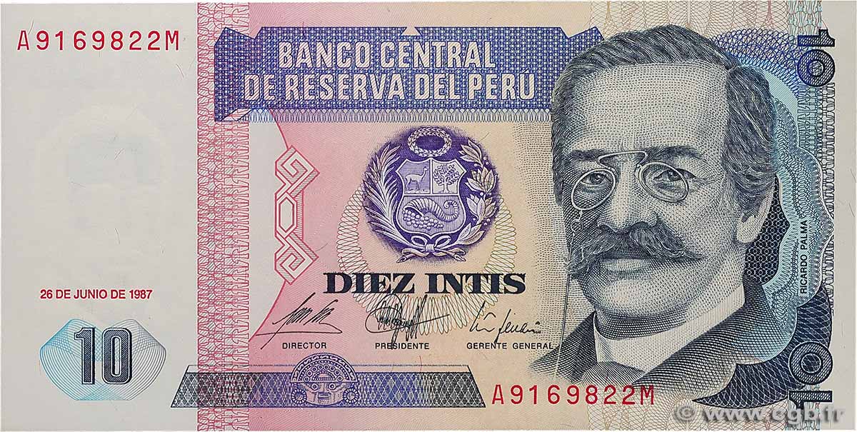 10 Intis PÉROU  1987 P.129 NEUF