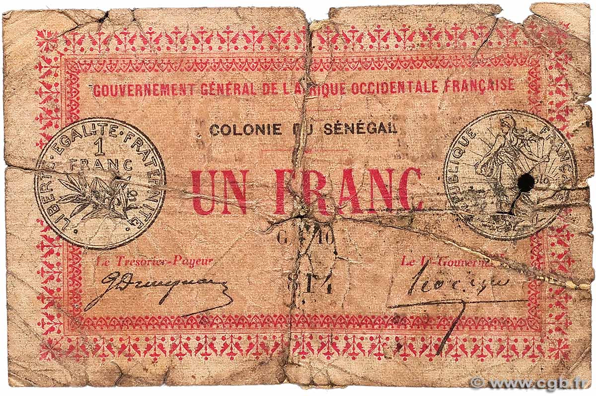 1 Franc SENEGAL  1917 P.02b P