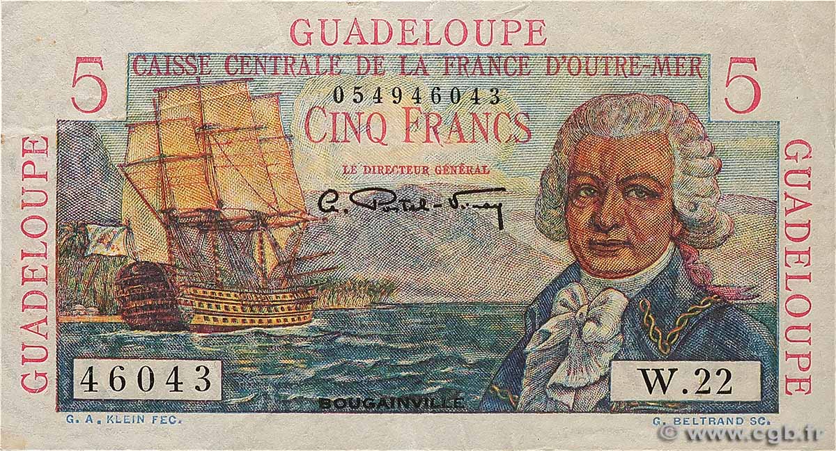 5 Francs Bougainville GUADELOUPE  1946 P.31 TTB