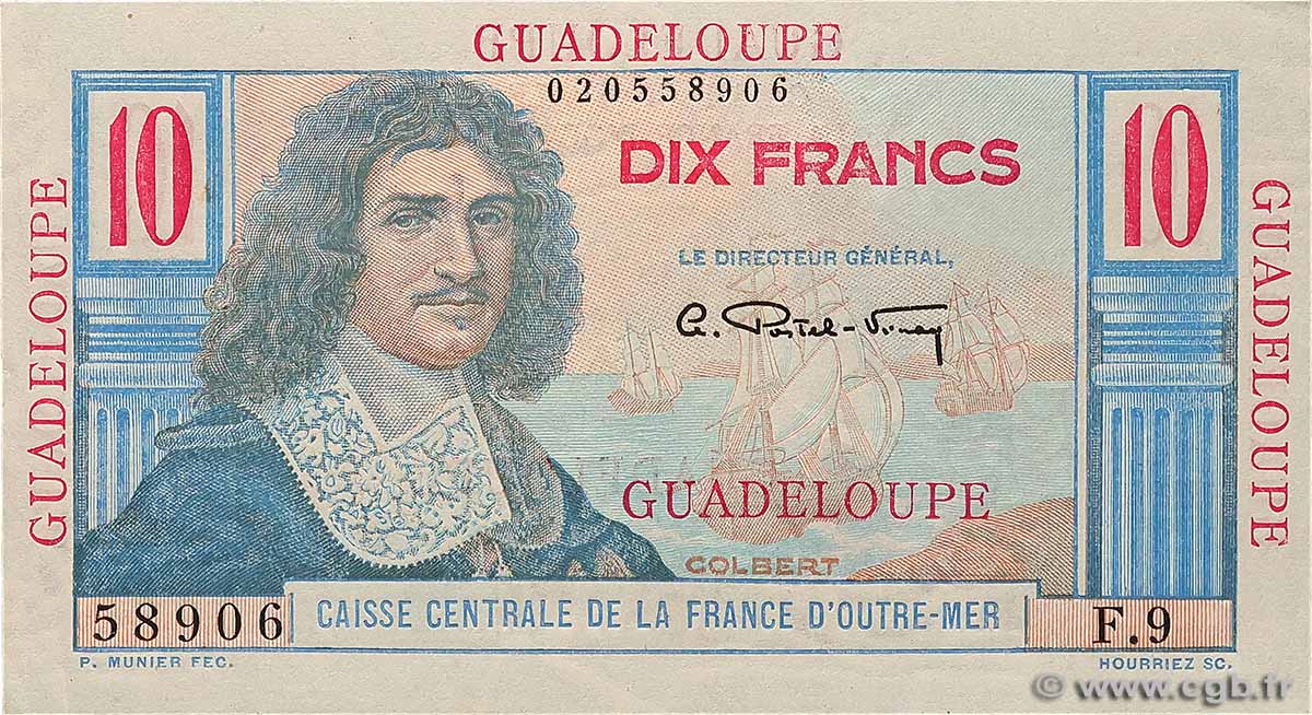 10 Francs Colbert GUADELOUPE  1946 P.32 SUP