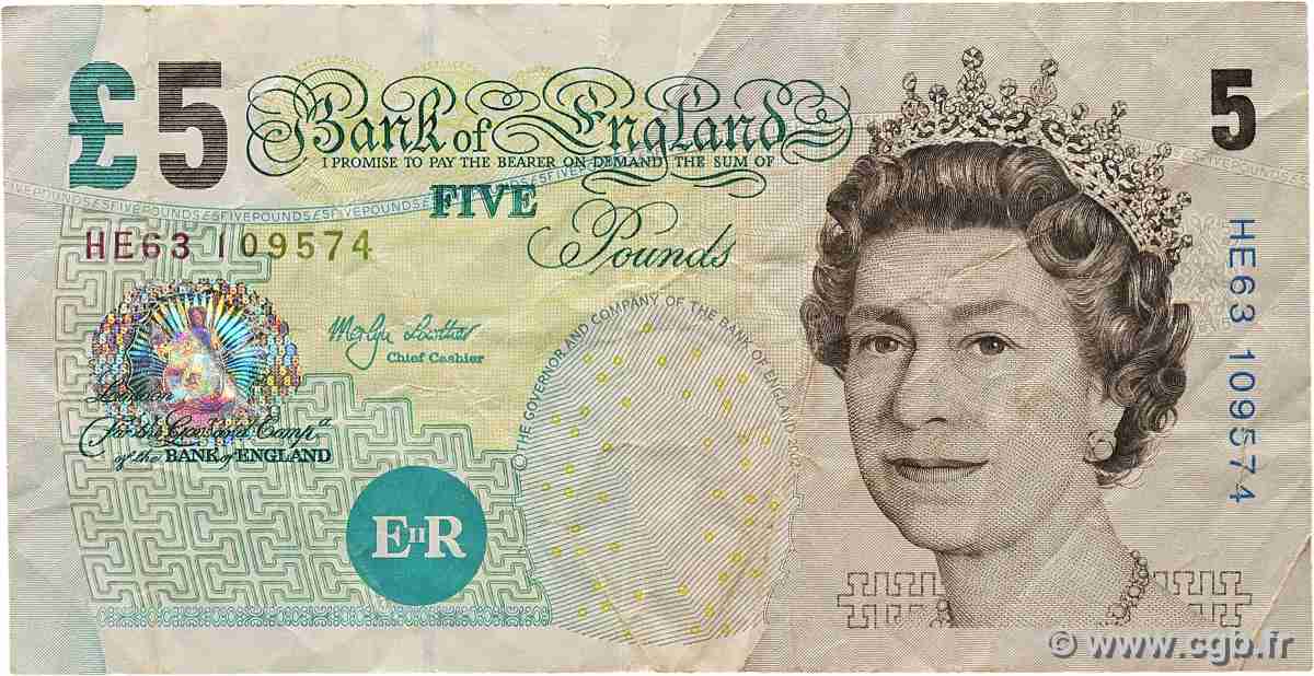 5 Pounds ANGLETERRE  2002 P.391b TB
