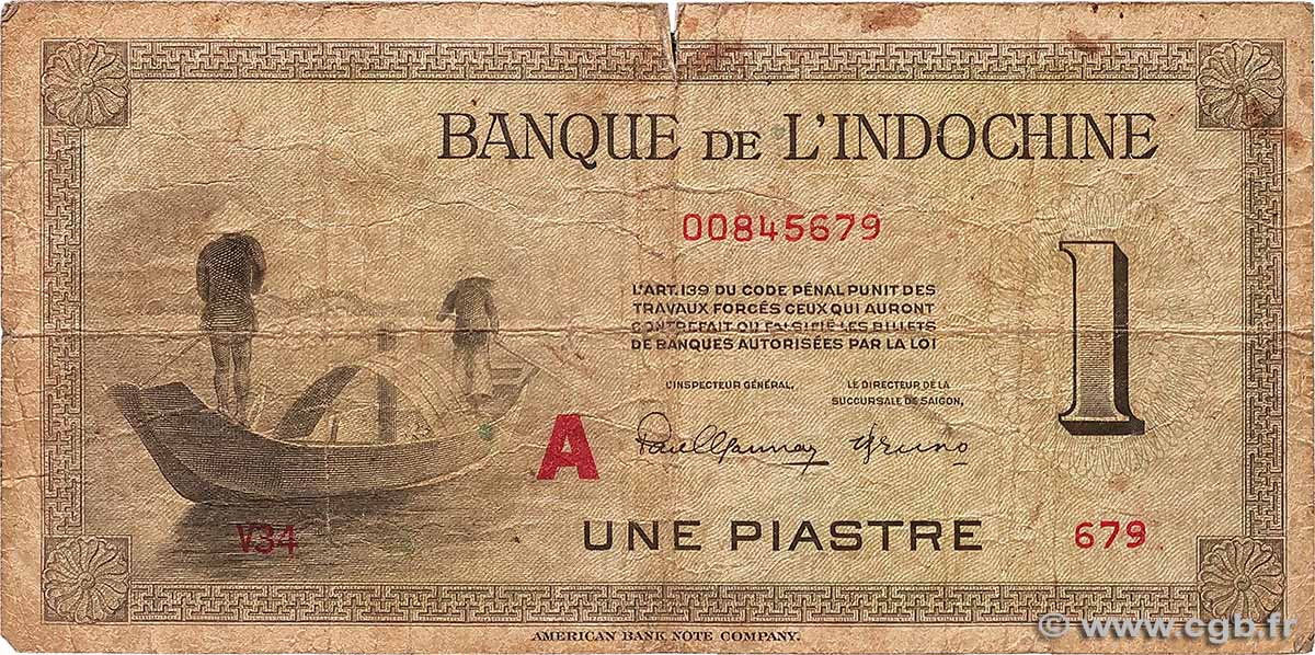 1 Piastre INDOCHINE FRANÇAISE  1945 P.076bA pr.TB