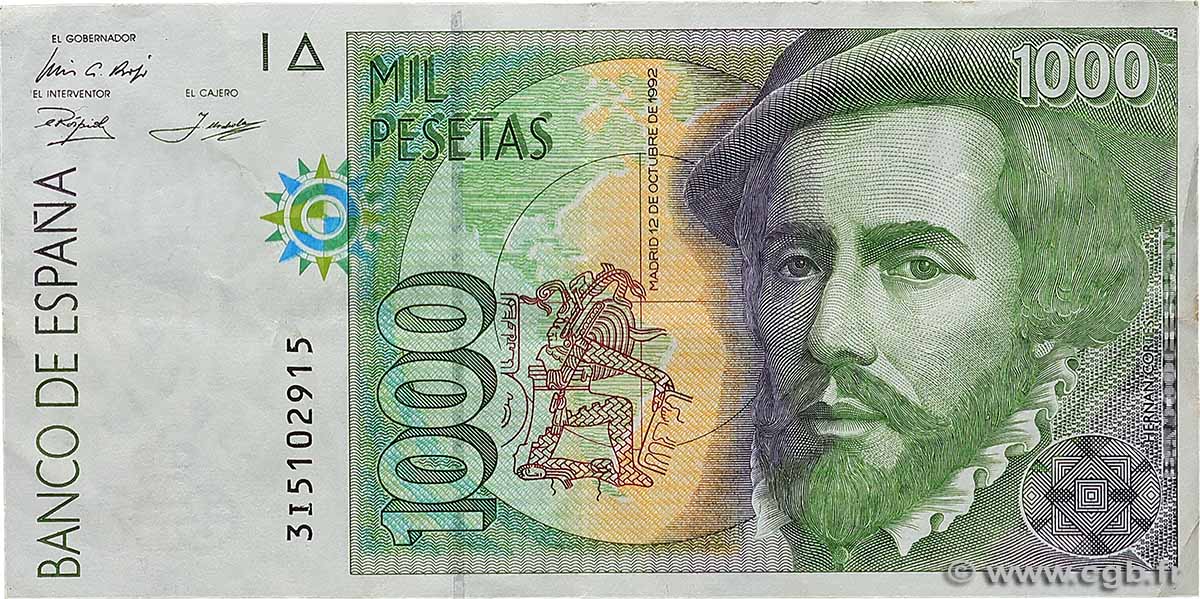 1000 Pesetas ESPAGNE  1992 P.163 TTB