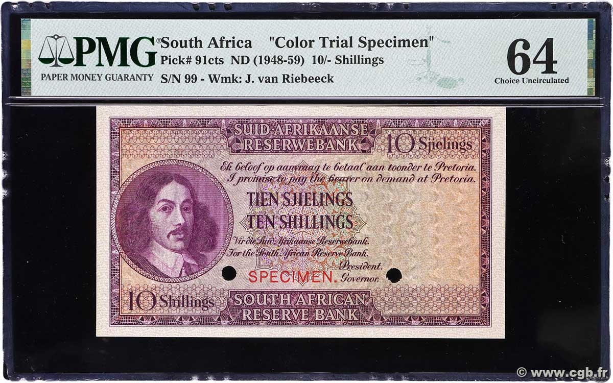 10 Shillings Spécimen SUDAFRICA  1948 P.091cts q.FDC