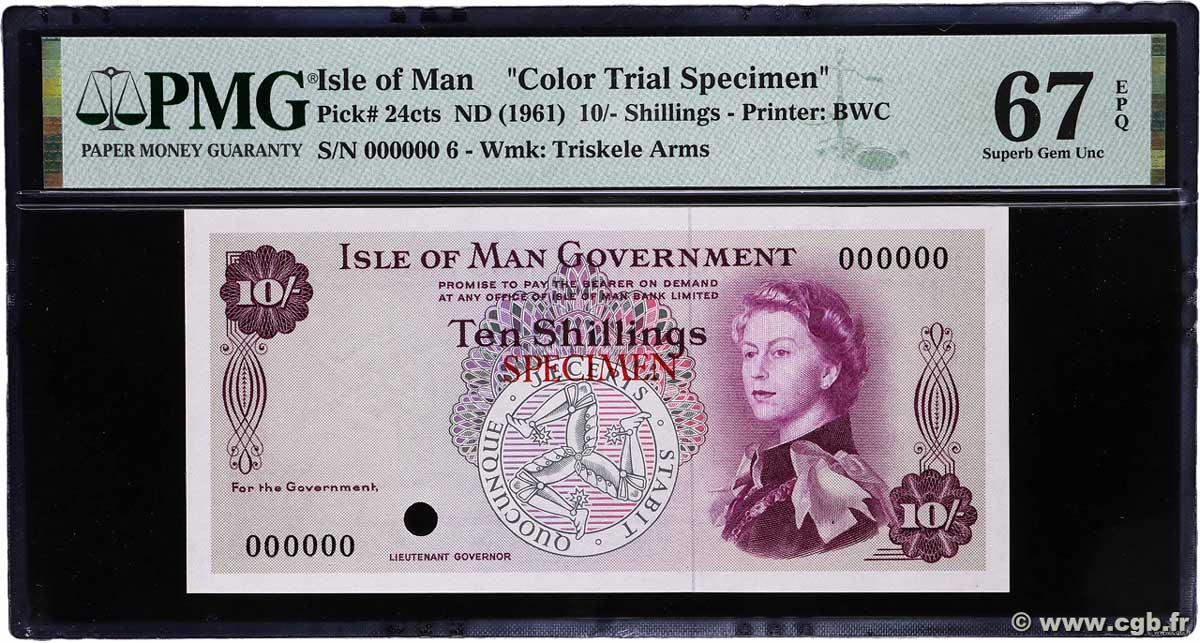 10 Shillings Spécimen ÎLE DE MAN  1961 P.24s NEUF