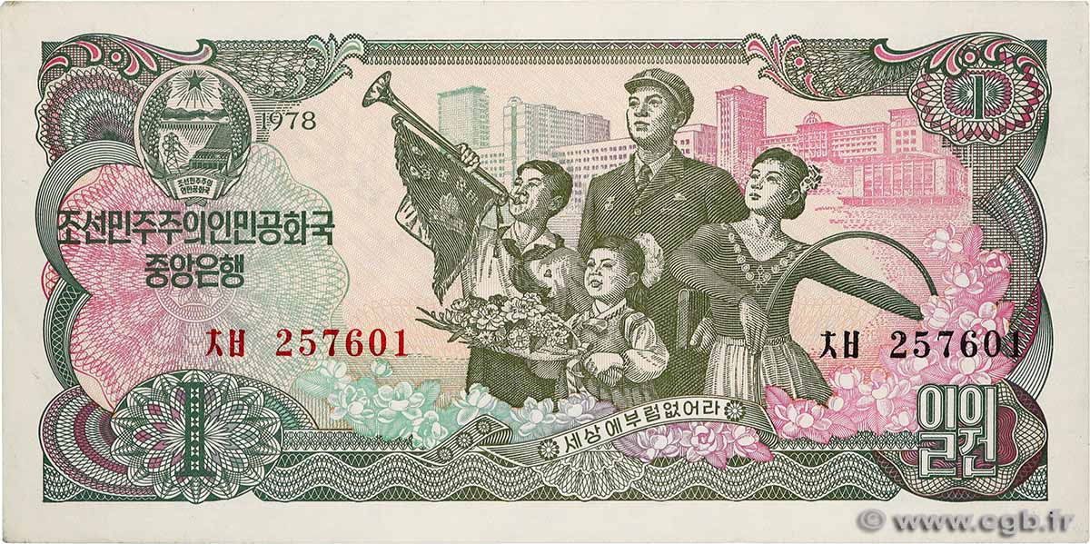 1 Won CORÉE DU NORD  1978 P.18a pr.NEUF