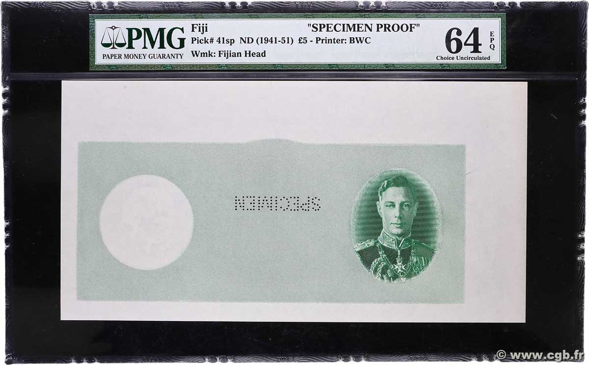 5 Pounds Épreuve FIDJI  1941 P.041sp pr.NEUF