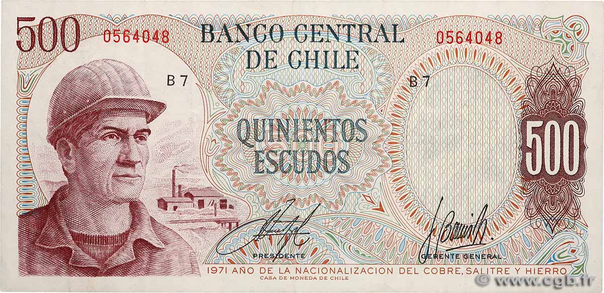 500 Escudos CILE  1971 P.145 q.SPL