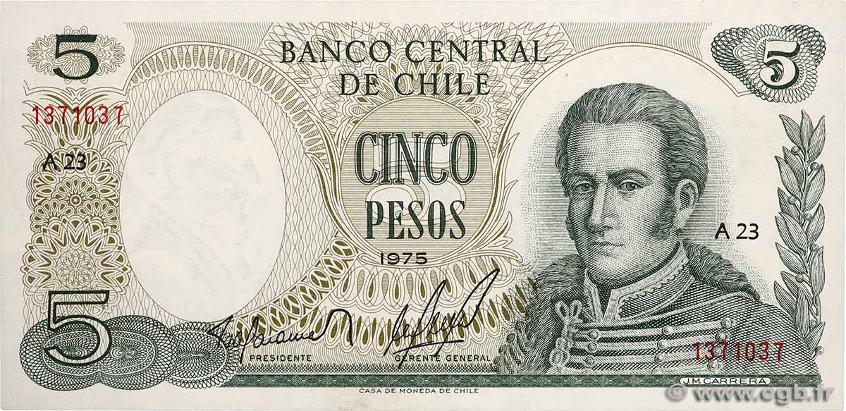 5 Pesos CHILE  1975 P.149a ST