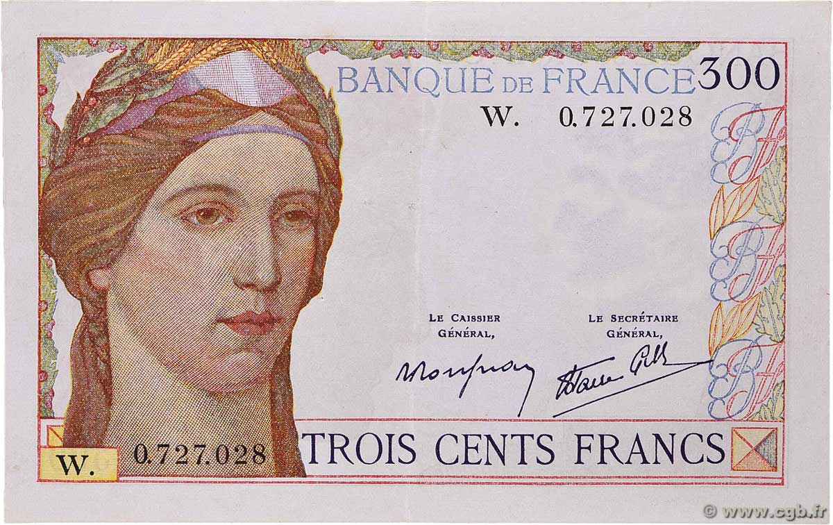 300 Francs FRANKREICH  1938 F.29.02 fVZ