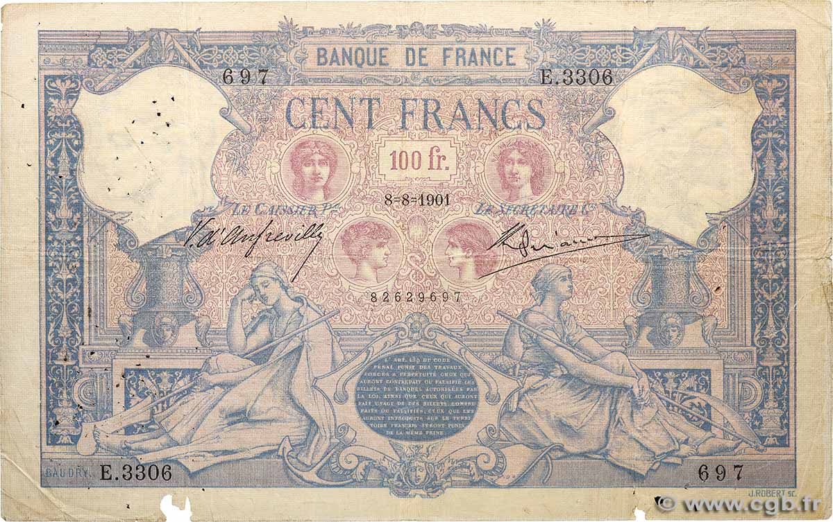 100 Francs BLEU ET ROSE FRANCIA  1901 F.21.15 RC