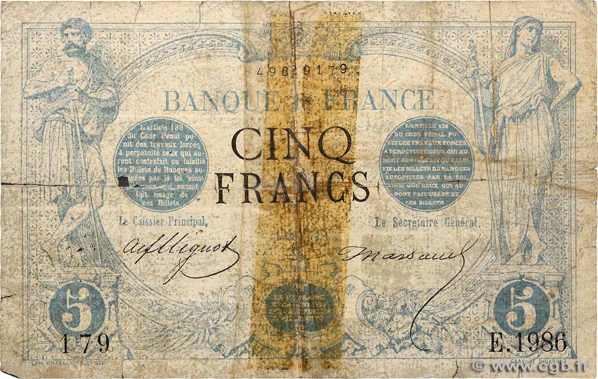 5 Francs NOIR FRANCE  1873 F.01.15 AB