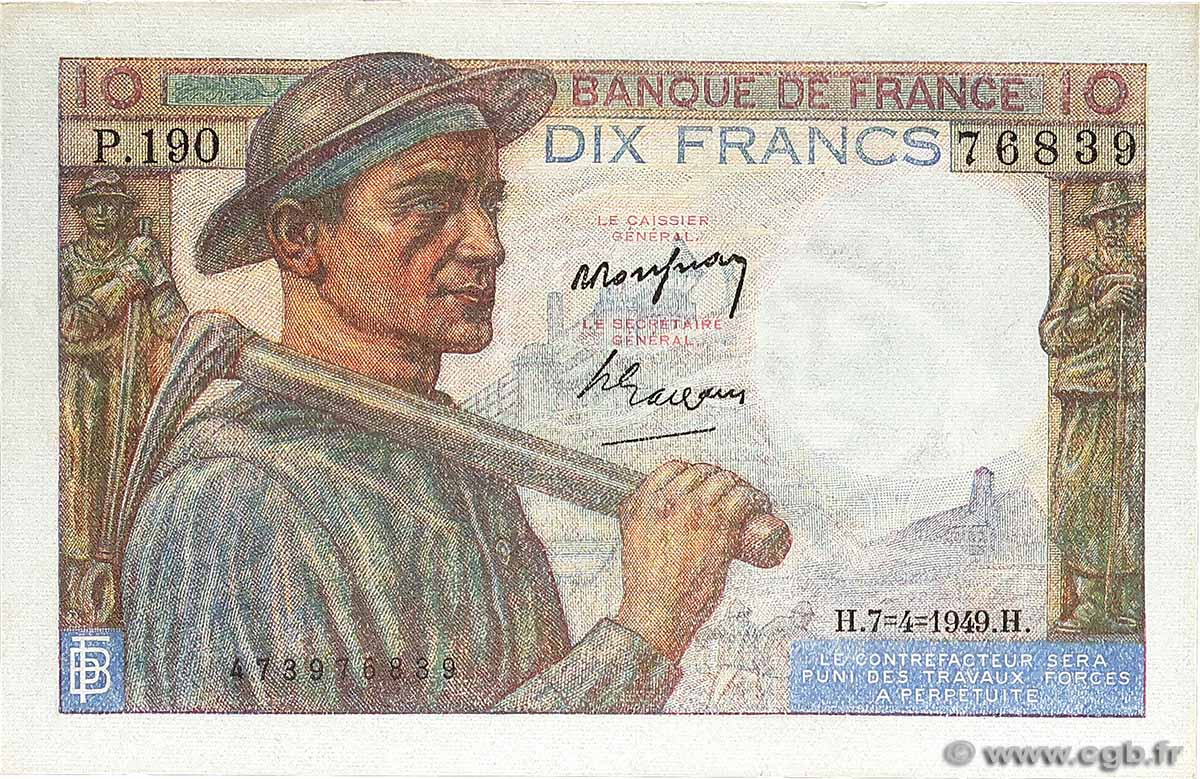 10 Francs MINEUR FRANCIA  1949 F.08.21 SPL