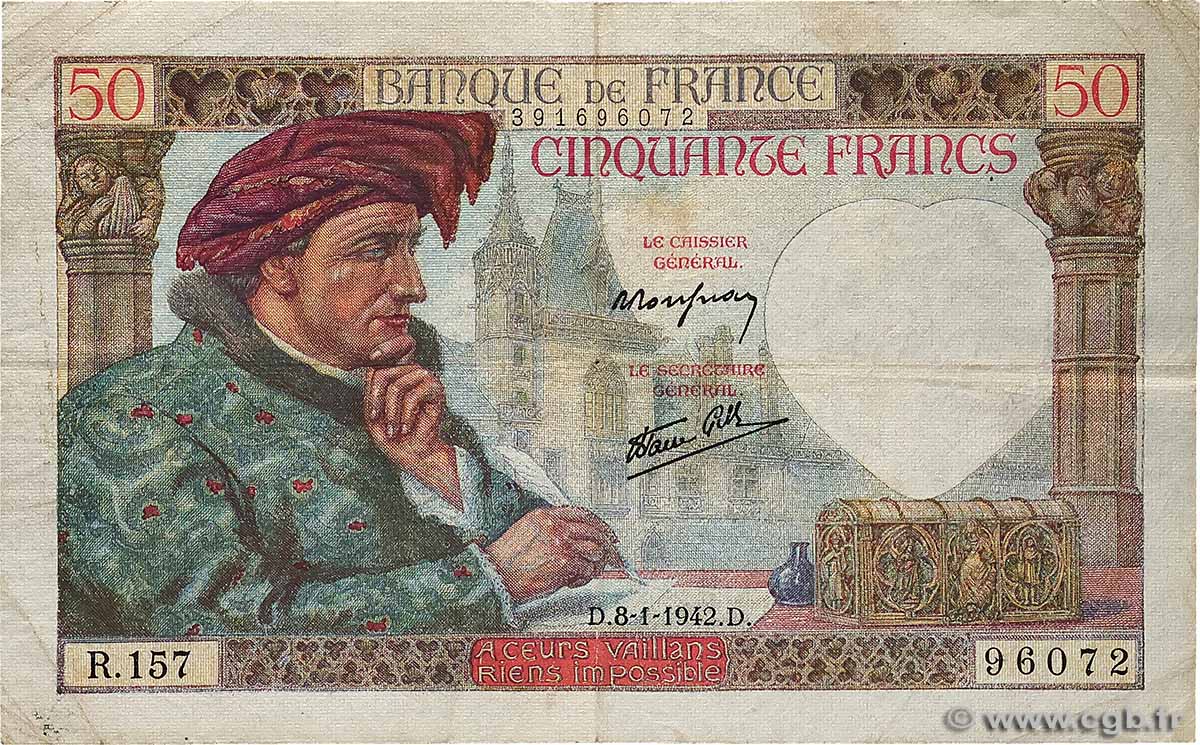 50 Francs JACQUES CŒUR FRANCIA  1942 F.19.18 MB