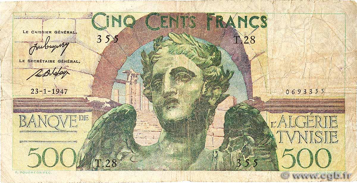 500 Francs TUNESIEN  1947 P.25 SGE