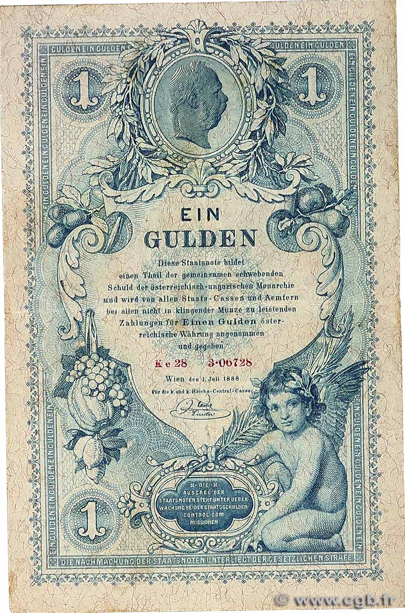 1 Gulden AUSTRIA  1888 P.A156 F+