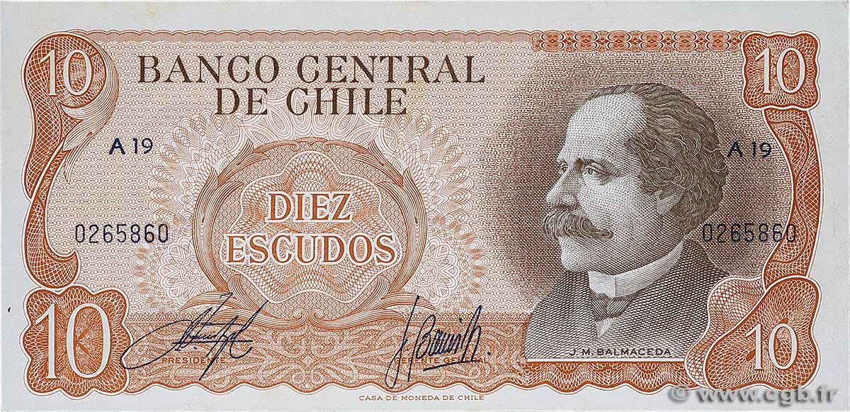 10 Escudos CILE  1970 P.143 SPL+