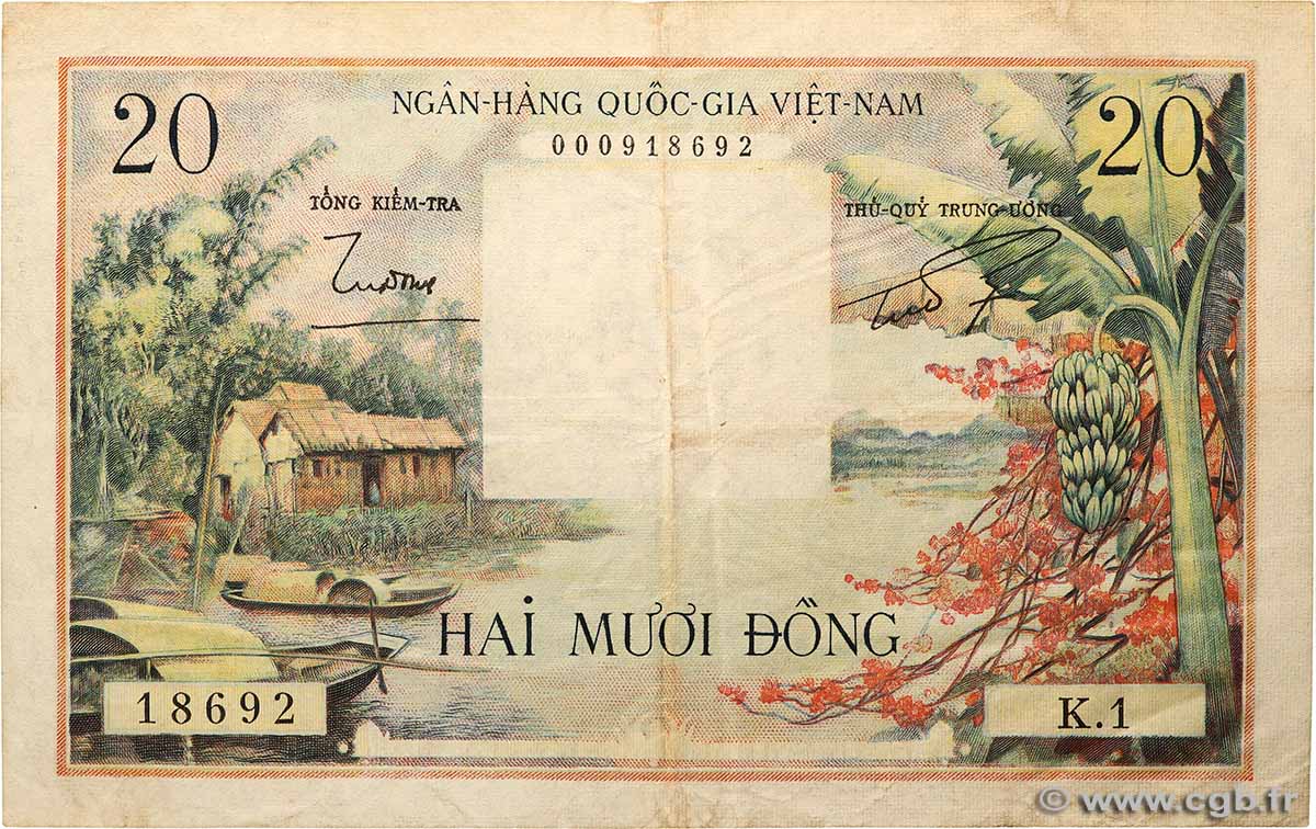 20 Dong VIET NAM SUD  1956 P.04a TTB