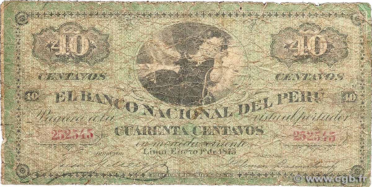 40 Centavos PERU  1873 PS.302 q.B