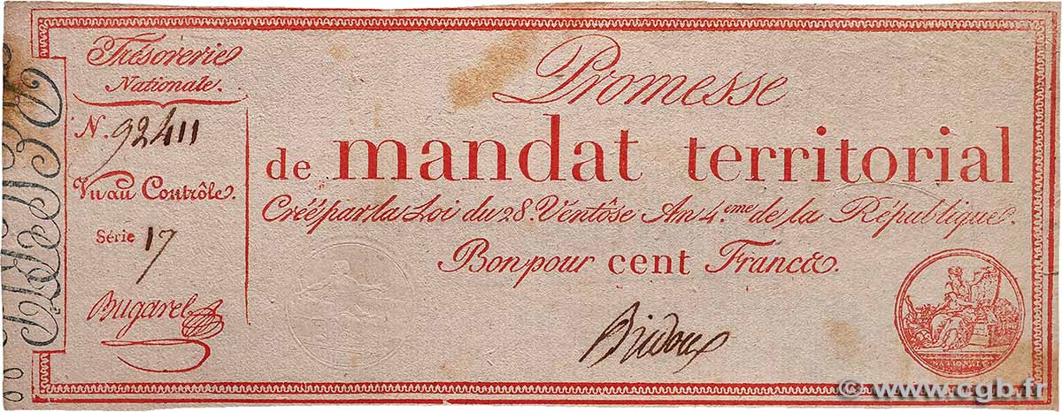 100 Francs avec série FRANCE  1796 Ass.60b VF